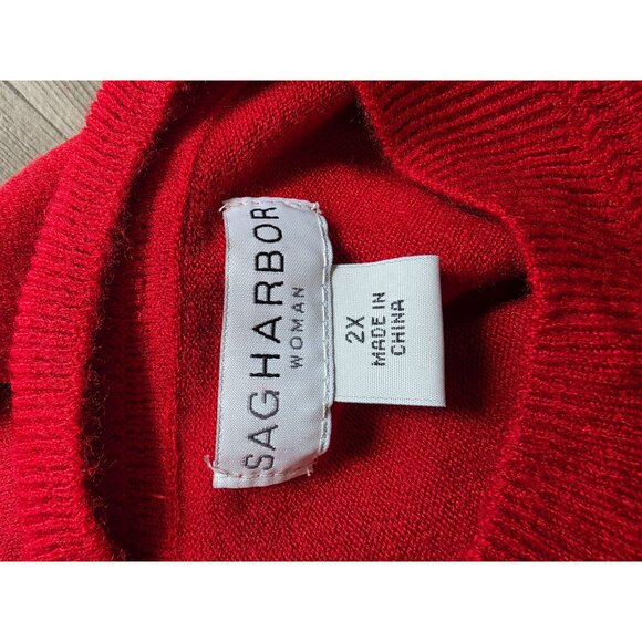 Vintage Sag Harbor Womans Super Soft Red Pullover Sweater 2X - Picture 3 of 7